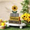 4-Piece Sunflower Wooden Table Decor – Sunshine Tiered Tray Set with Faux Book Stack, Rustic Farmhouse Centerpieces for Coffee Table, Mantel & Shelf